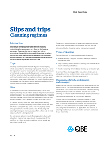 Slips and trips - Cleaning regimes